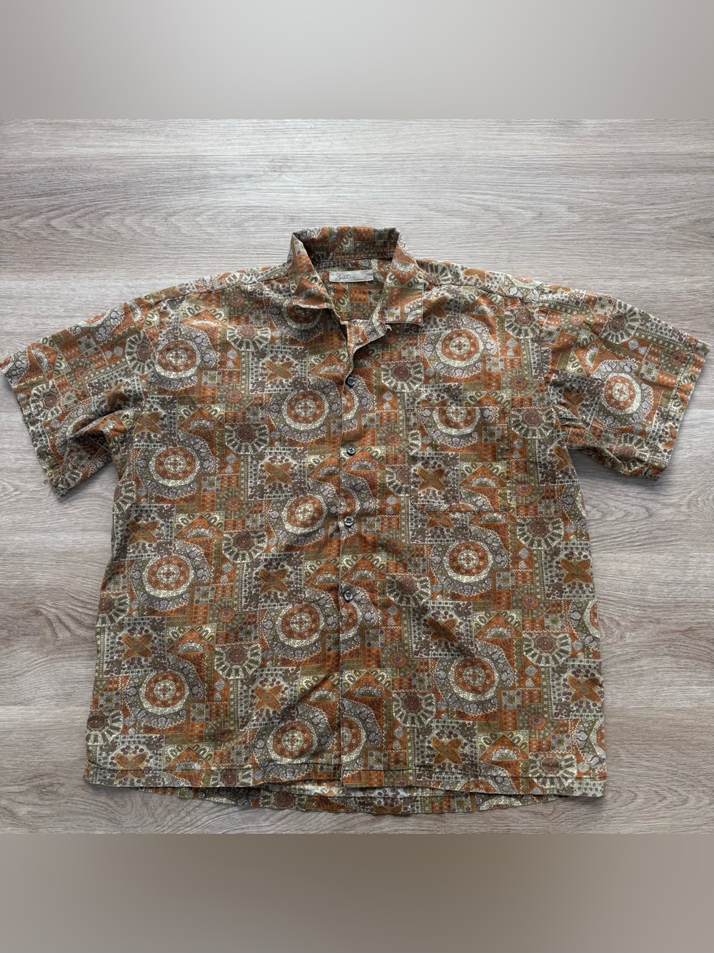 Vintage Barts Made In Japan Loop Collar Camp Batik Print Hawaiian Shirt Mens XL